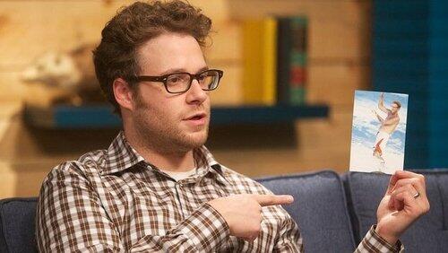 Seth Rogen Wears a Plaid Shirt & Brown Pants Seth Rogen Wears a Plaid Shirt & Brown Pants