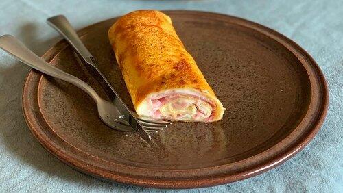 Crêpes au jambon, salade verte Crêpes au jambon, salade verte