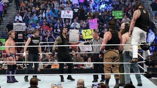 Main Event: Dean Ambrose, Roman Reigns & Chris Jericho vs. Bray Wyatt, Erick Rowan & Luke Harper (Tampa, FL) Main Event: Dean Ambrose, Roman Reigns & Chris Jericho vs. Bray Wyatt, Erick Rowan & Luke Harper (Tampa, FL)