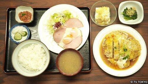 Ham and Egg Set Meal, and Cutlet Plate of Edagawa, Koto Ward Ham and Egg Set Meal, and Cutlet Plate of Edagawa, Koto Ward