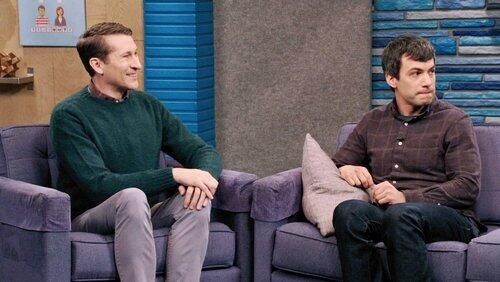 Nathan Fielder Wears a Blue and Grey Flannel and Jeans Nathan Fielder Wears a Blue and Grey Flannel and Jeans