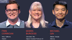 Finn Corrigan Vs. Debra Burgess Vs. Michael Qin, show # 8535. Finn Corrigan Vs. Debra Burgess Vs. Michael Qin, show # 8535.