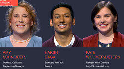 Amy Schneider Vs. Harsh Daga Vs. Kate Woomer-Deters, show # 8481. Amy Schneider Vs. Harsh Daga Vs. Kate Woomer-Deters, show # 8481.