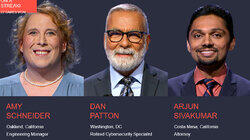 Amy Schneider Vs. Dan Patton Vs. Arjun Sivakumar, show # 8480. Amy Schneider Vs. Dan Patton Vs. Arjun Sivakumar, show # 8480.
