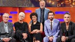 Jamie Lee Curtis, Eric Idle, David Tennant, Lydia West, Robbie Williams Jamie Lee Curtis, Eric Idle, David Tennant, Lydia West, Robbie Williams