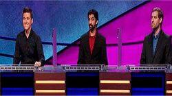 James Holzhauer Vs. Satish Chandrasekhar Vs. Marshall Shelburne, show # 7900. James Holzhauer Vs. Satish Chandrasekhar Vs. Marshall Shelburne, show # 7900.