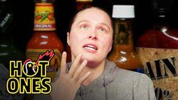 Ronda Rousey Splits Bones While Eating Spicy Wings Ronda Rousey Splits Bones While Eating Spicy Wings