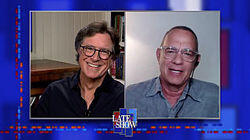 Stephen Colbert from home, with Tom Hanks Stephen Colbert from home, with Tom Hanks