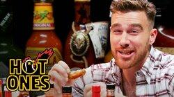 Travis Kelce Gets Woozy Eating Spicy Wings Travis Kelce Gets Woozy Eating Spicy Wings