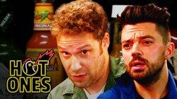 Seth Rogen and Dominic Cooper Suffer While Eating Spicy Wings Seth Rogen and Dominic Cooper Suffer While Eating Spicy Wings