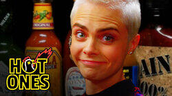Cara Delevingne Shows Her Hot Sauce Balls While Eating Spicy Wings Cara Delevingne Shows Her Hot Sauce Balls While Eating Spicy Wings