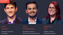 Matt Amodio Vs. Troy Pozirekides Vs. Rebecca Fox, show # 8410. Matt Amodio Vs. Troy Pozirekides Vs. Rebecca Fox, show # 8410.
