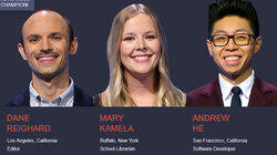 Dane Reighard Vs. Mary Kamela Vs. Andrew He, show # 8443. Dane Reighard Vs. Mary Kamela Vs. Andrew He, show # 8443.
