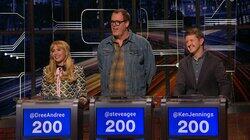 Andrée Vermeulen, Steve Agee, Ken Jennings Andrée Vermeulen, Steve Agee, Ken Jennings