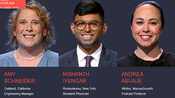 Amy Schneider Vs. Nishanth Iyengar Vs. Andrea Asuaje, show # 8456. Amy Schneider Vs. Nishanth Iyengar Vs. Andrea Asuaje, show # 8456.