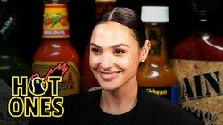 Gal Gadot Does a Spit Take While Eating Spicy Wings Gal Gadot Does a Spit Take While Eating Spicy Wings