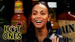 Zoe Saldaña Gets Scorched By Spicy Wings Zoe Saldaña Gets Scorched By Spicy Wings