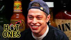 Pete Davidson Drips With Sweat While Eating Spicy Wings Pete Davidson Drips With Sweat While Eating Spicy Wings
