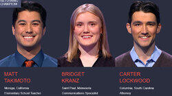 Matt Takimoto Vs. Bridget Kranz Vs. Carter Lockwood, show # 8515. Matt Takimoto Vs. Bridget Kranz Vs. Carter Lockwood, show # 8515.